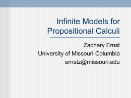 Infinite Models for Propositional Calculi