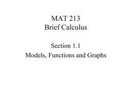 Section 1.1 - Models and Functions