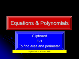 Equations & Polynomials