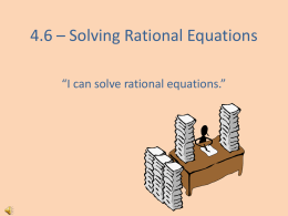 4.6 – Solving Rational Equations
