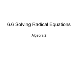 7.5 Solving Radical Equations