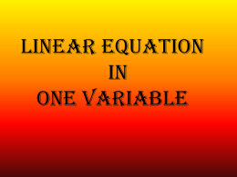 Linear Equations in One Variable