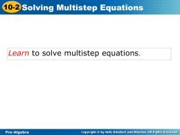 Lesson 2 – Solving Multistep Equations