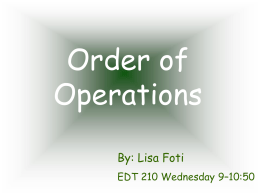 POWERPOINT Order of Operations