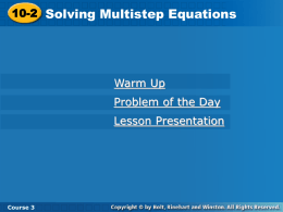 Multistep Equations - Caldwell County Schools