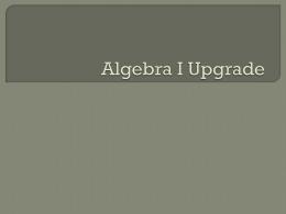 Algebra I Upgrade