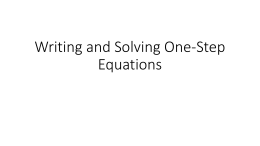 Writing and Solving One-Step Equations