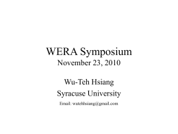 WERA Symposium November 23,2010