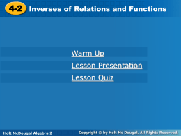 4.2 Inverses of relations and Functions