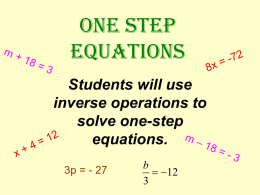 One Step Equations