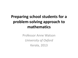 Problem-solving presentation Kerala 2013