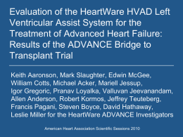 Heartmate II Update - Clinical Trial Results