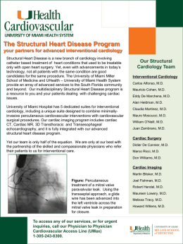 The Structural Heart Disease Program your partners for advanced