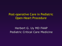 Post-Operative Care of the Pediatric Heart Surgery Patient