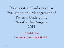 Perioperative Cardiovascular Evaluation and Management of