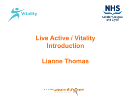 Live Active & Vitality - NHS Greater Glasgow and Clyde