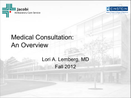 Introduction to Medical Consultation 2012