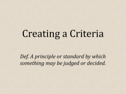 Creating a Criteria