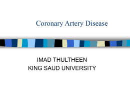 Lecture 3 : Coronary Artery Disease