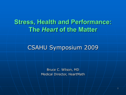 Stress, Health and Performance