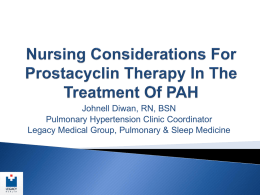 Nursing Considerations For Prostacyclin Therapy