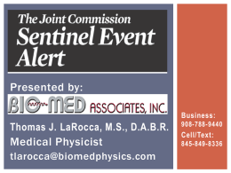 (JCAHO) Sentinel Event Alert - Bio-Med Associates Medical Physics