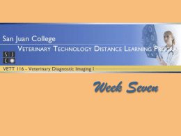 VETT 116 Veterinary Diagnostic Imaging 1