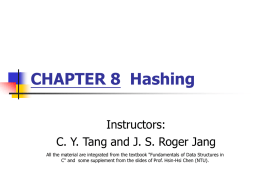 CHAPTER 8 Hashing - National Tsing Hua University