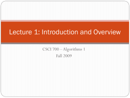 Lecture 1: Introduction and Overview