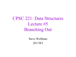 CSE 326: Data Structures Lecture #7 Branching Out