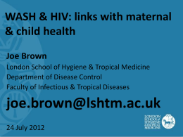 WASH and HIV: current research and opportunities