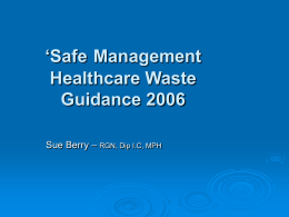 Safe Management Healthcare Waste Guidance