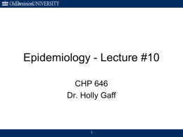 Epidemiology - Lecture 1