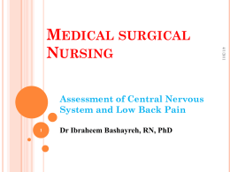 CNS Assessment and Low Back Pain