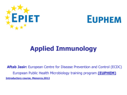 Applied Immunology - European Centre for Disease Prevention and
