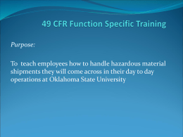 49 CFR FUNCTION SPECIFIC TRAINING