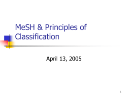 MeSH & Principles of Classification
