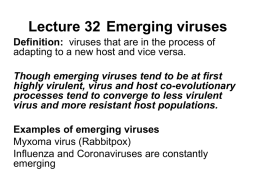 Lecture 31 Emerging viruses - University of Maryland