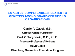 EXPECTED COMPETENCIES RELATED TO GENETICS AMONG …