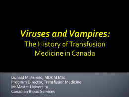 History of Transfusion Medicine in Canada