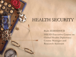 HEALTH SECURITY - The Graduate Institute, Geneva
