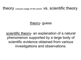 theory (casual usage of the word) vs. scientific theory