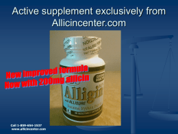 Peter Josling`s PowerPoint on AllicinCenter Products and their uses