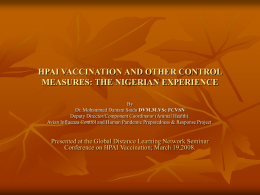 hpai vaccination and other control measures: the