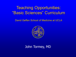 Teaching Opportunities: “Basic Sciences”