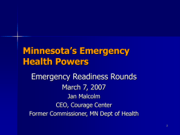 Minnesota`s Emergency Health Powers Powerpoint