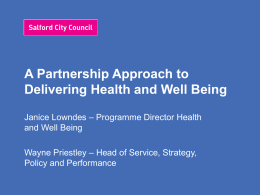 A Partnership Approach to Delivering Health