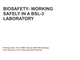 January 2016 – Biosafety – Working Safely in a BSL-3