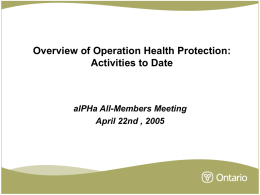 Operation Health Protection - Association of Local Public Health