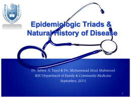 Epidemiologic Triads & Natural History of Disease